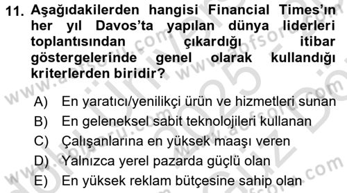 İtibar Yönetimi Dersi 2025 - 2026 Yılı (Vize) Ara Sınav Soruları 11. Soru