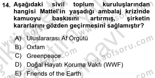 İtibar Yönetimi Dersi 2025 - 2026 Yılı (Vize) Ara Sınav Soruları 14. Soru