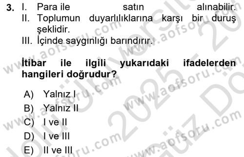 İtibar Yönetimi Dersi 2025 - 2026 Yılı (Vize) Ara Sınav Soruları 3. Soru