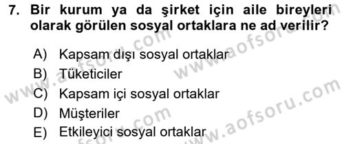 İtibar Yönetimi Dersi 2025 - 2026 Yılı (Vize) Ara Sınav Soruları 7. Soru