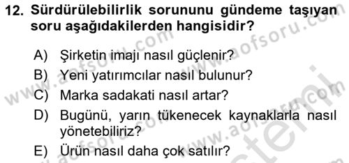 İtibar Yönetimi Dersi 2025 - 2026 Yılı (Final) Dönem Sonu Sınav Soruları 12. Soru