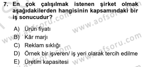 İtibar Yönetimi Dersi 2025 - 2026 Yılı (Final) Dönem Sonu Sınav Soruları 7. Soru