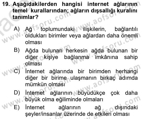 Reklam Kampanya Analizi Dersi 2018 - 2019 Yılı 3 Ders Sınav Soruları 19. Soru
