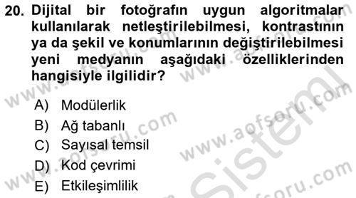 Reklam Kampanya Analizi Dersi 2018 - 2019 Yılı 3 Ders Sınav Soruları 20. Soru