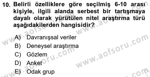 Reklam Kampanya Analizi Dersi 2018 - 2019 Yılı (Vize) Ara Sınav Soruları 10. Soru
