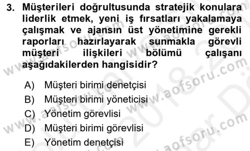 Reklam Kampanya Analizi Dersi 2018 - 2019 Yılı (Vize) Ara Sınav Soruları 3. Soru