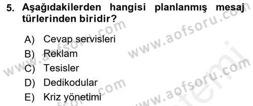 Reklam Kampanya Analizi Dersi 2018 - 2019 Yılı (Vize) Ara Sınav Soruları 5. Soru