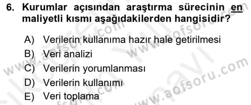 Reklam Kampanya Analizi Dersi 2018 - 2019 Yılı (Vize) Ara Sınav Soruları 6. Soru