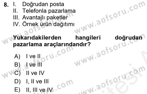 Reklam Kampanya Analizi Dersi 2018 - 2019 Yılı (Final) Dönem Sonu Sınav Soruları 8. Soru
