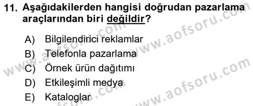 Reklam Kampanya Analizi Dersi 2018 - 2019 Yılı Yaz Okulu Sınav Soruları 11. Soru