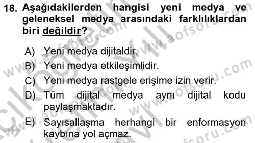 Reklam Kampanya Analizi Dersi 2018 - 2019 Yılı Yaz Okulu Sınav Soruları 18. Soru