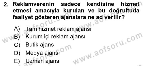 Reklam Kampanya Analizi Dersi 2018 - 2019 Yılı Yaz Okulu Sınav Soruları 2. Soru
