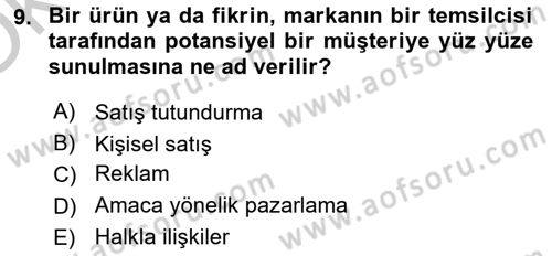 Reklam Kampanya Analizi Dersi 2018 - 2019 Yılı Yaz Okulu Sınav Soruları 9. Soru