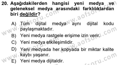 Reklam Kampanya Analizi Dersi 2020 - 2021 Yılı Yaz Okulu Sınav Soruları 20. Soru