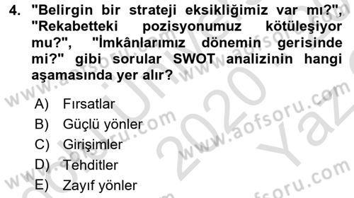 Reklam Kampanya Analizi Dersi 2020 - 2021 Yılı Yaz Okulu Sınav Soruları 4. Soru