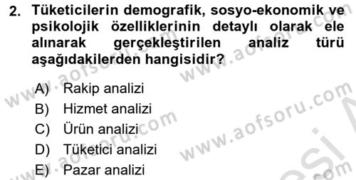 Reklam Kampanya Analizi Dersi 2021 - 2022 Yılı (Vize) Ara Sınav Soruları 2. Soru