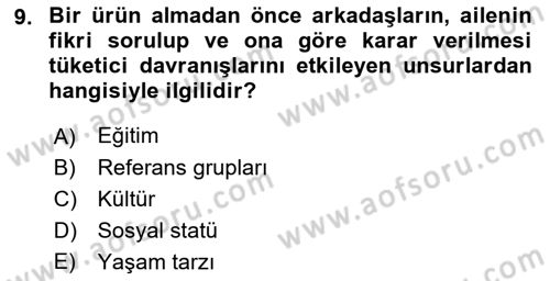 Reklam Kampanya Analizi Dersi 2021 - 2022 Yılı (Vize) Ara Sınav Soruları 9. Soru