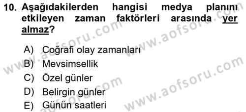 Reklam Kampanya Analizi Dersi 2021 - 2022 Yılı (Final) Dönem Sonu Sınav Soruları 10. Soru