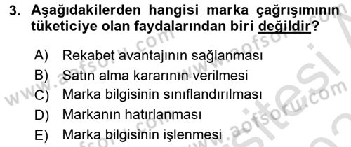 Reklam Kampanya Analizi Dersi 2021 - 2022 Yılı (Final) Dönem Sonu Sınav Soruları 3. Soru