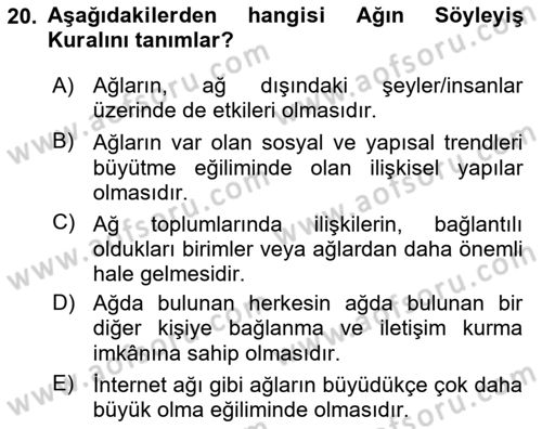 Reklam Kampanya Analizi Dersi 2021 - 2022 Yılı Yaz Okulu Sınav Soruları 20. Soru