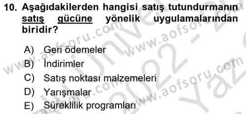 Reklam Kampanya Analizi Dersi 2022 - 2023 Yılı Yaz Okulu Sınav Soruları 10. Soru