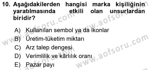 Reklam Kampanya Analizi Dersi 2023 - 2024 Yılı (Vize) Ara Sınav Soruları 10. Soru