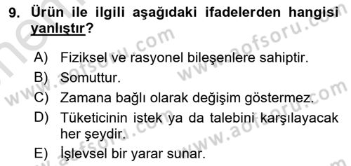Reklam Kampanya Analizi Dersi 2023 - 2024 Yılı (Vize) Ara Sınav Soruları 9. Soru