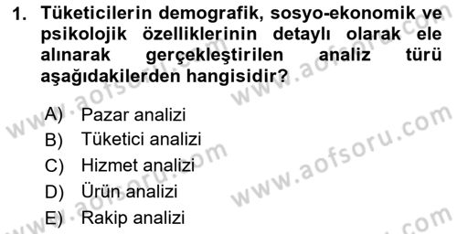 Reklam Kampanya Analizi Dersi 2023 - 2024 Yılı (Final) Dönem Sonu Sınav Soruları 1. Soru