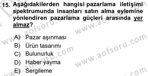 Reklam Kampanya Analizi Dersi 2023 - 2024 Yılı (Final) Dönem Sonu Sınav Soruları 15. Soru