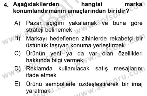 Reklam Kampanya Analizi Dersi 2023 - 2024 Yılı (Final) Dönem Sonu Sınav Soruları 4. Soru
