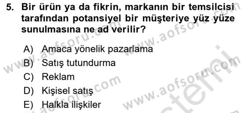 Reklam Kampanya Analizi Dersi 2023 - 2024 Yılı (Final) Dönem Sonu Sınav Soruları 5. Soru