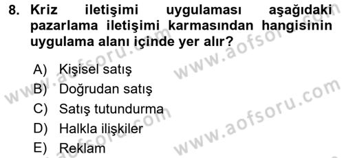 Reklam Kampanya Analizi Dersi 2023 - 2024 Yılı (Final) Dönem Sonu Sınav Soruları 8. Soru