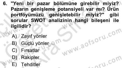 Reklam Kampanya Süreci Dersi 2024 - 2025 Yılı (Vize) Ara Sınav Soruları 6. Soru
