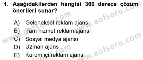 Reklam Kampanya Süreci Dersi 2024 - 2025 Yılı (Final) Dönem Sonu Sınav Soruları 1. Soru