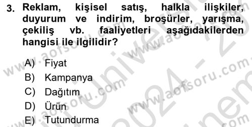 Reklam Kampanya Süreci Dersi 2024 - 2025 Yılı (Final) Dönem Sonu Sınav Soruları 3. Soru