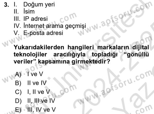 Reklam Kampanya Süreci Dersi 2024 - 2025 Yılı Yaz Okulu Sınav Soruları 3. Soru