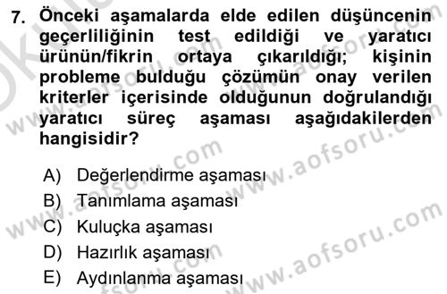 Reklam Kampanya Süreci Dersi 2024 - 2025 Yılı Yaz Okulu Sınav Soruları 7. Soru