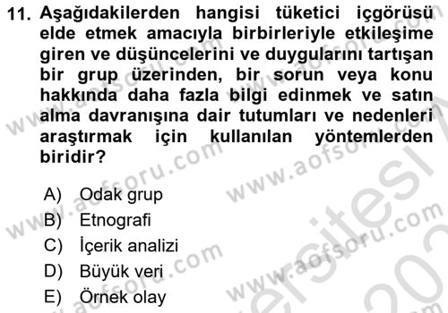Reklam Kampanya Süreci Dersi 2025 - 2026 Yılı (Vize) Ara Sınav Soruları 11. Soru