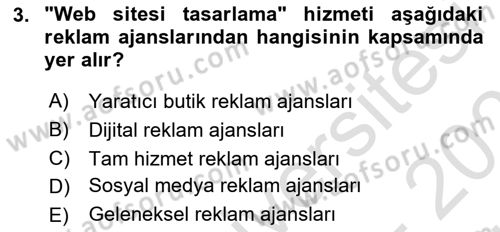 Reklam Kampanya Süreci Dersi 2025 - 2026 Yılı (Vize) Ara Sınav Soruları 3. Soru