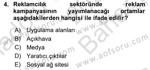 Reklam Kampanya Süreci Dersi 2025 - 2026 Yılı (Vize) Ara Sınav Soruları 4. Soru