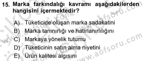 Reklam Kampanya Süreci Dersi 2025 - 2026 Yılı (Final) Dönem Sonu Sınav Soruları 15. Soru