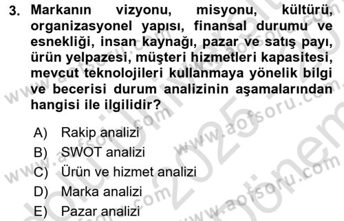 Reklam Kampanya Süreci Dersi 2025 - 2026 Yılı (Final) Dönem Sonu Sınav Soruları 3. Soru