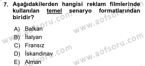 Reklam Kampanya Süreci Dersi 2025 - 2026 Yılı (Final) Dönem Sonu Sınav Soruları 7. Soru