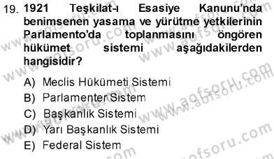 Hukukun Temel Kavramları Dersi 2013 - 2014 Yılı (Final) Dönem Sonu Sınavı 19. Soru