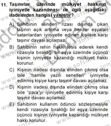 Hukukun Temel Kavramları Dersi 2014 - 2015 Yılı (Final) Dönem Sonu Sınav Soruları 11. Soru