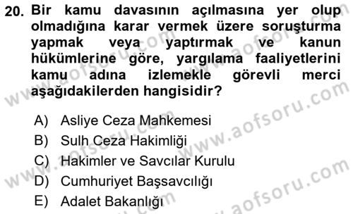 Hukukun Temel Kavramları Dersi 2019 - 2020 Yılı (Vize) Ara Sınav Soruları 20. Soru