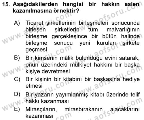 Hukukun Temel Kavramları Dersi 2023 - 2024 Yılı Yaz Okulu Sınav Soruları 15. Soru