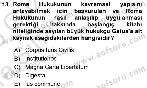 Hukukun Temel Kavramları Dersi 2024 - 2025 Yılı (Vize) Ara Sınav Soruları 13. Soru