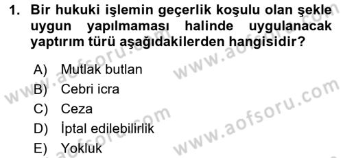 Hukukun Temel Kavramları Dersi 2025 - 2026 Yılı (Vize) Ara Sınav Soruları 1. Soru