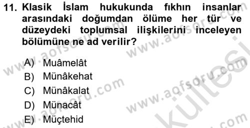 Hukukun Temel Kavramları Dersi 2025 - 2026 Yılı (Vize) Ara Sınav Soruları 11. Soru